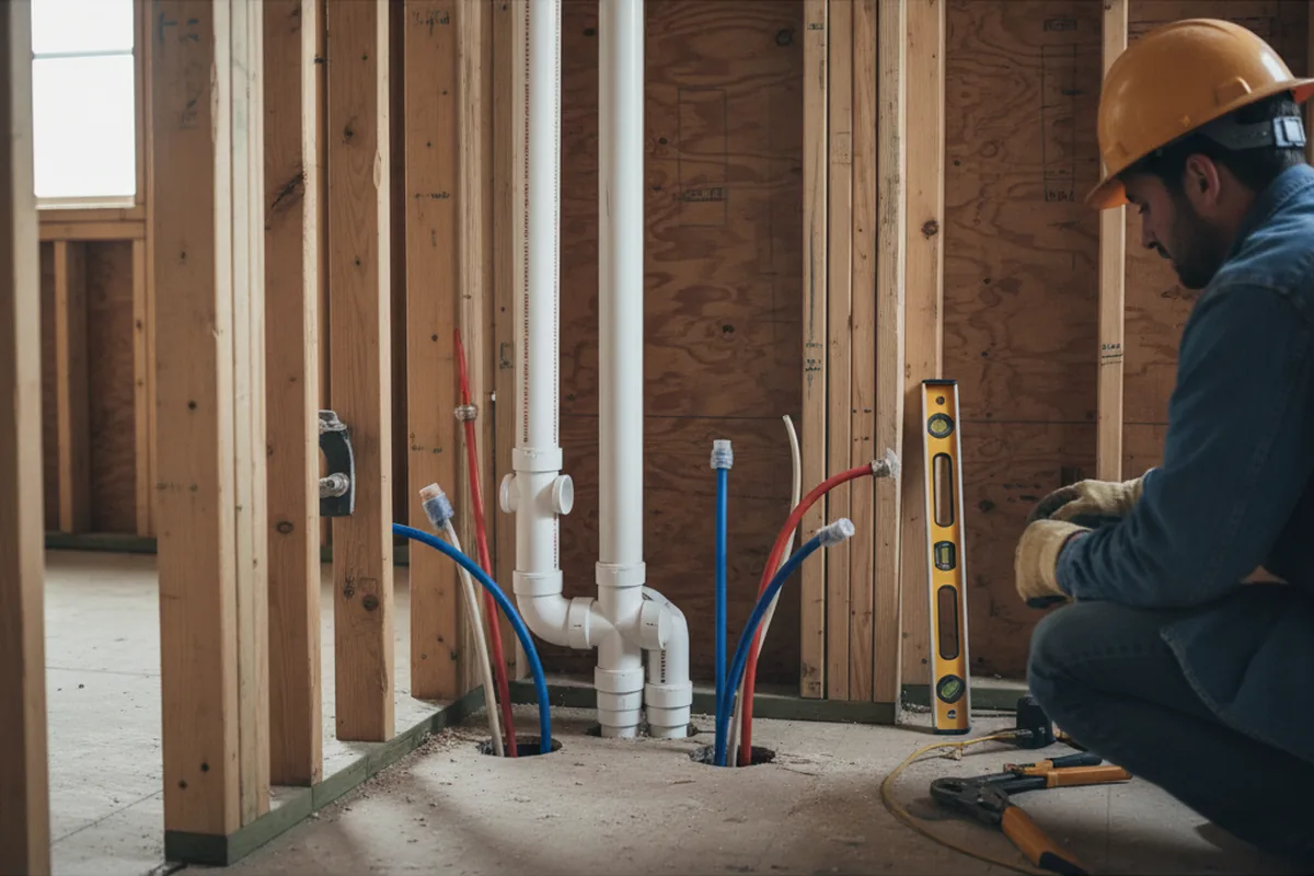 Drain and supply rough-in during Sump Pump Repair in Alstead